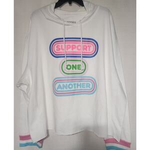 Pride Adult 'Support One Another' Cropped Hooded Sweatshirt women's 2X